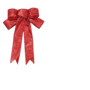 Red glitter Christmas bow decoration for Christmas tree ornaments and festive gift wrapping