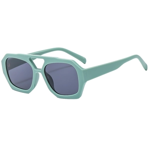Retro mint green thick frame sunglasses with dark grey lenses for men and women