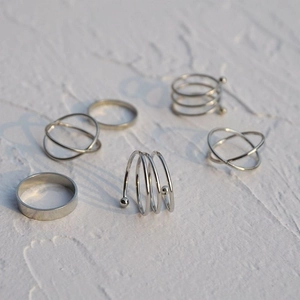 Alloy Rings Stackable Minimalist Hip Hop Street Style Geometric Bands Silver Color For Men Women