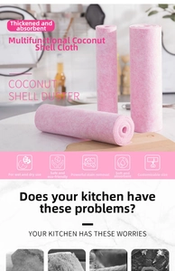 Pink coconut fiber kitchen cleaning cloth roll with high absorbency and soft texture