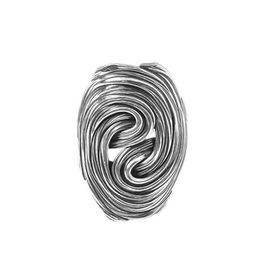 Retro Silberring mit abstraktem Spiraldesign und verstellbarem offenem Ringband
