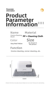 Detailed view of window groove cleaning brush dimensions with colorful handle options