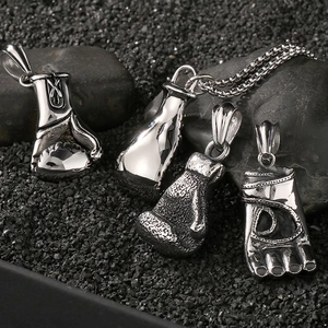 Collier Pendentif Gant De Boxe Homme Acier Inoxydable 316L Fitness Sport Bijoux Style Punk Vintage Cadeau