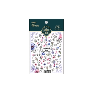 Florale Nageltattoos TS-1487 mit Aquarellblumen in dunkelgrüner Verpackung