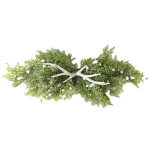 Christmas white antler wreath with green pine needles and frosted berries decoration
