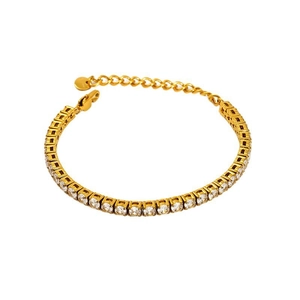 Élégant bracelet tennis doré orné de zircons cubiques disposés en forme circulaire