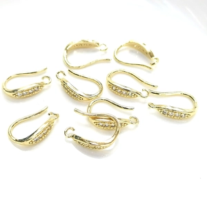 14K gold plated earring hooks with cubic zirconia crystals for DIY jewelry making