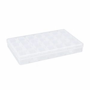 Transparent 28-grid plastic storage box for nail art beads and jewelry parts