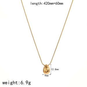 Minimalist 18k gold plated stainless steel teardrop necklace with polished waterdrop pendant