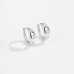 S925 sterling silver hoop earrings with zircon star pattern on white background