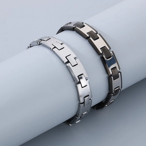 Minimalist H-Shaped Tungsten Steel Link Bracelet For Men And Women Smooth Watchband Style Fashion Jewelry Geometric Bangle