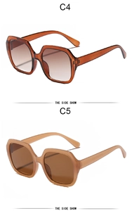 Detailed comparison of amber gradient C4 and milk tea C5 oversized square sunglasses