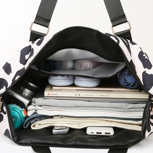 Waterproof cow print travel bag with wet-dry separation and large capacity storage