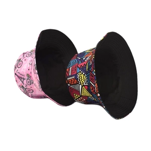 Double-sided bucket hat featuring geometric prints and Paris romance artistic patterns