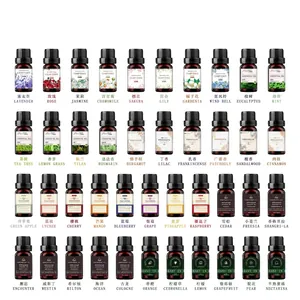 Water-soluble essential oil set with 42 scents in 10ml amber glass bottles for diffusers