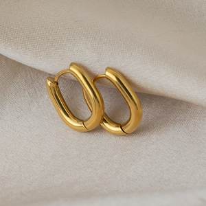Boucles d'oreilles créoles épaisses en forme de U en acier inoxydable doré 18K