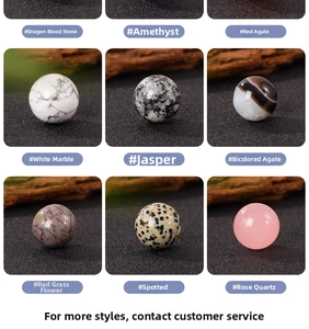 Macro view of polished 20mm natural crystal spheres in various gemstone textures