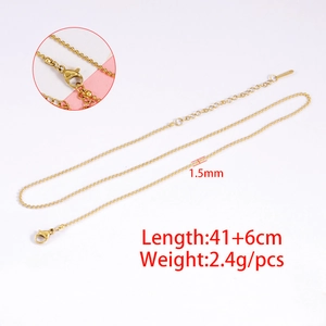 Detail of 1.5mm golden stainless steel bead chain necklace with lobster clasp