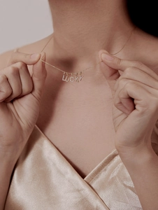 Elegant S925 silver 14K gold plated necklace with lucky letter pendant for women