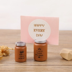 Creative wooden coffee cup memo holder with ring clip and decorative happy every day card