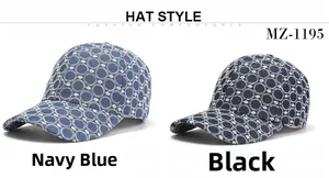 Détails des casquettes de baseball bleu marine et noires à motifs de chaînes blanches