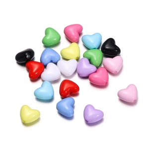 Colorful acrylic heart-shaped beads in various colors for DIY handmade jewelry and crafts