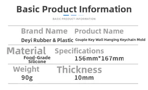 Specifiche tecniche dello stampo in silicone per portachiavi a muro, misura 156mm x 167mm