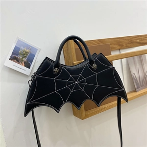 Halloween gotische Fledermaus PU Leder Handtasche modische Umhaengetasche fuer Damen