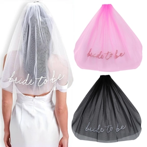 Double Layer Bridal Veil Mesh Tulle With Hair Comb Embroidered Bride To Be Letters For Bachelorette Party Hen Do Wedding