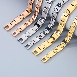 Close-up of adjustable tungsten steel bracelets in rose gold, silver, and gold finish