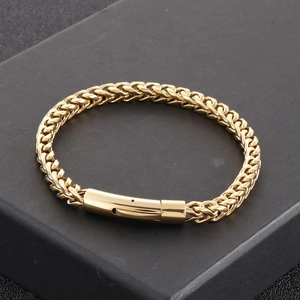 Bracelet Chaîne De Blé Pour Homme Acier Inoxydable Titane Dragon Keel Lien Biker Rétro Industriel Style Minimaliste
