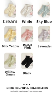 Detail of eight colors available for breathable ribbed cotton ankle socks for women
