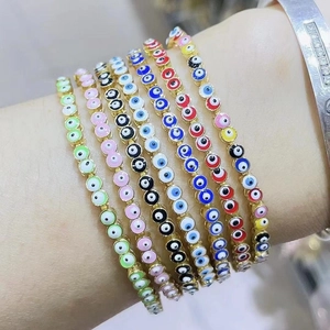 Bohemian colorful evil eye bracelets set with gold plated chain for women and girls