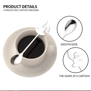 304 Stainless steel coffee spoon with cartoon rabbit handle and smooth polished edges