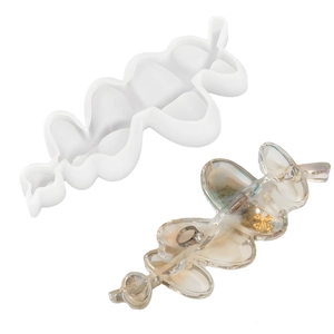Moule en silicone flexible pour plateau à bijoux en résine DIY avec design ondulé élégant