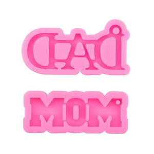 Pink silicone DAD and MOM letter molds for crystal resin and DIY jewelry casting crafts