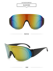 Detail views showing C4 gradient lenses and black frame of sports cycling sunglasses