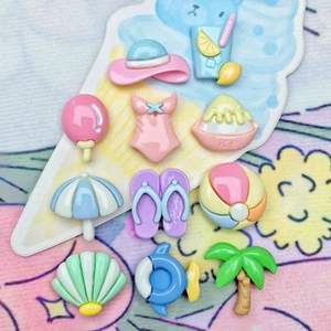 Summer Beach Theme Resin Charms DIY Accessories Flatback Cabochons Phone Case Hair Clips Shoe Decoration Vacation Style
