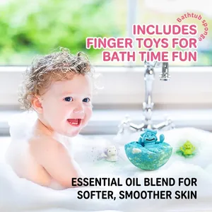 Kids bath bomb with hidden toy inside and essential oils for moisturizing SPA bath