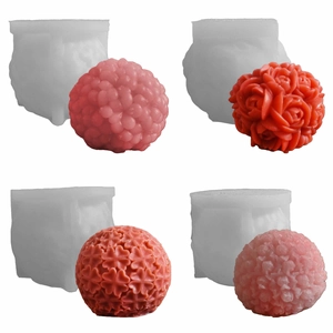 Flower Ball Silicone Mold Rose Clover Shaped For DIY Candle Making Soap Resin Crafting Handmade Home Decor
