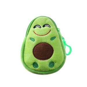 Cute avocado cartoon plush coin purse keychain with embroidered face and hook