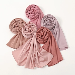 Long Satin Hijab Scarf For Women Satin Feel Solid Color Elegant Breathable Shawl Wrap Muslim Headscarf Fashion Accessory