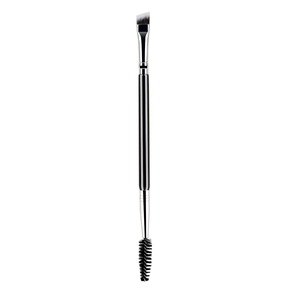 Dual-ended eyebrow brush and eyelash spoolie with professional wood handle design