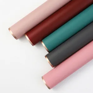 Flower Wrapping Paper Waterproof Gold Edge Matte Jelly Film Floral Bouquet Wrap Florist Packaging Material