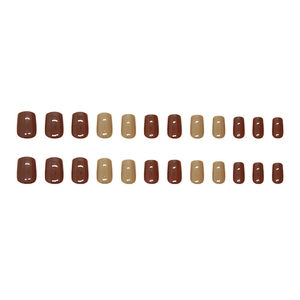 Mocha brown 24pcs press-on nails in various earthy tones and glossy square-oval shape