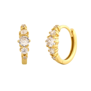 Luxurious gold plated S925 silver hoop earrings with sparkling zircon gemstones