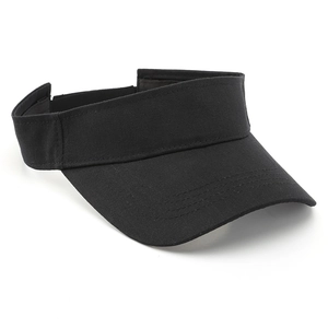 Classic black open-top sun visor hat with adjustable velcro strap and cotton canvas texture