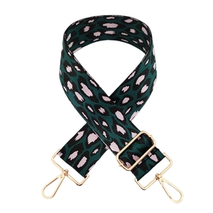 Tracolla per borsa leopardata 5cm verde e rosa con fibbie in metallo dorato