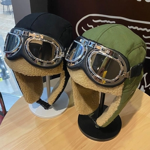 Colbacco da Pilota Retrò Unisex Con Occhiali Invernale Caldo Fodera in Pelliccia Sintetica Protezione Orecchie Antivento Cappello da Ciclismo