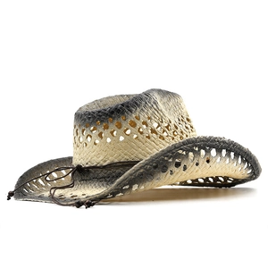 Chapeau de cowboy en paille dégradé avec tissage respirant et perles pour protection solaire